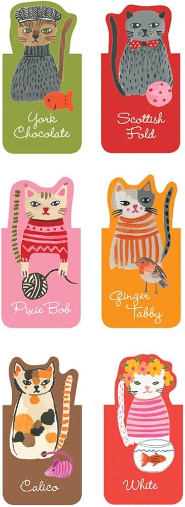 Cool Cats Magnetic Bookmark 6pk