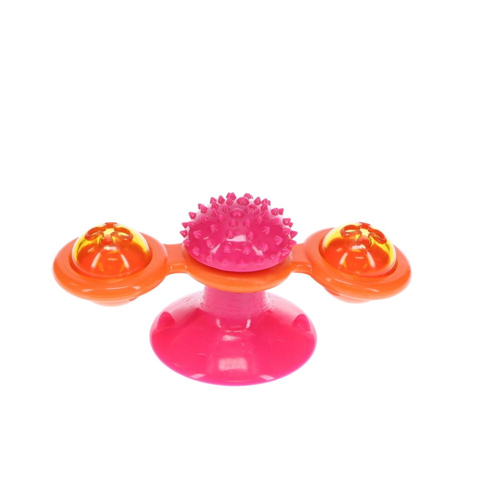 Scream Spinning Windmill Cat Toy - Loud Pink and Orange