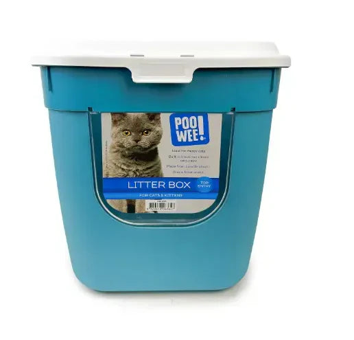 Poowee Cat Litter Box Dual Entry/Top Teal