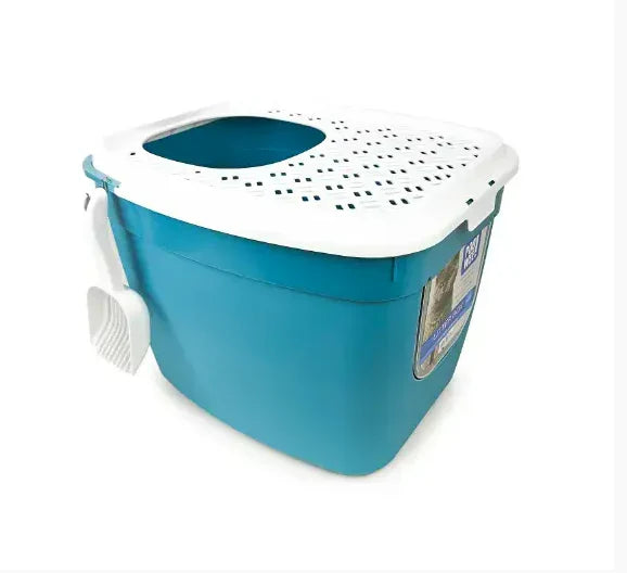 Poowee Cat Litter Box Dual Entry/Top Teal