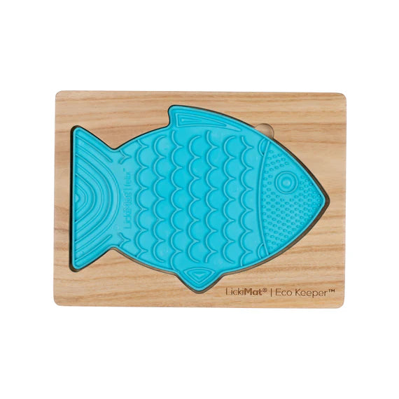 Lickimat Wooden Eco Slow Feeder Keeper - Fish Shaped