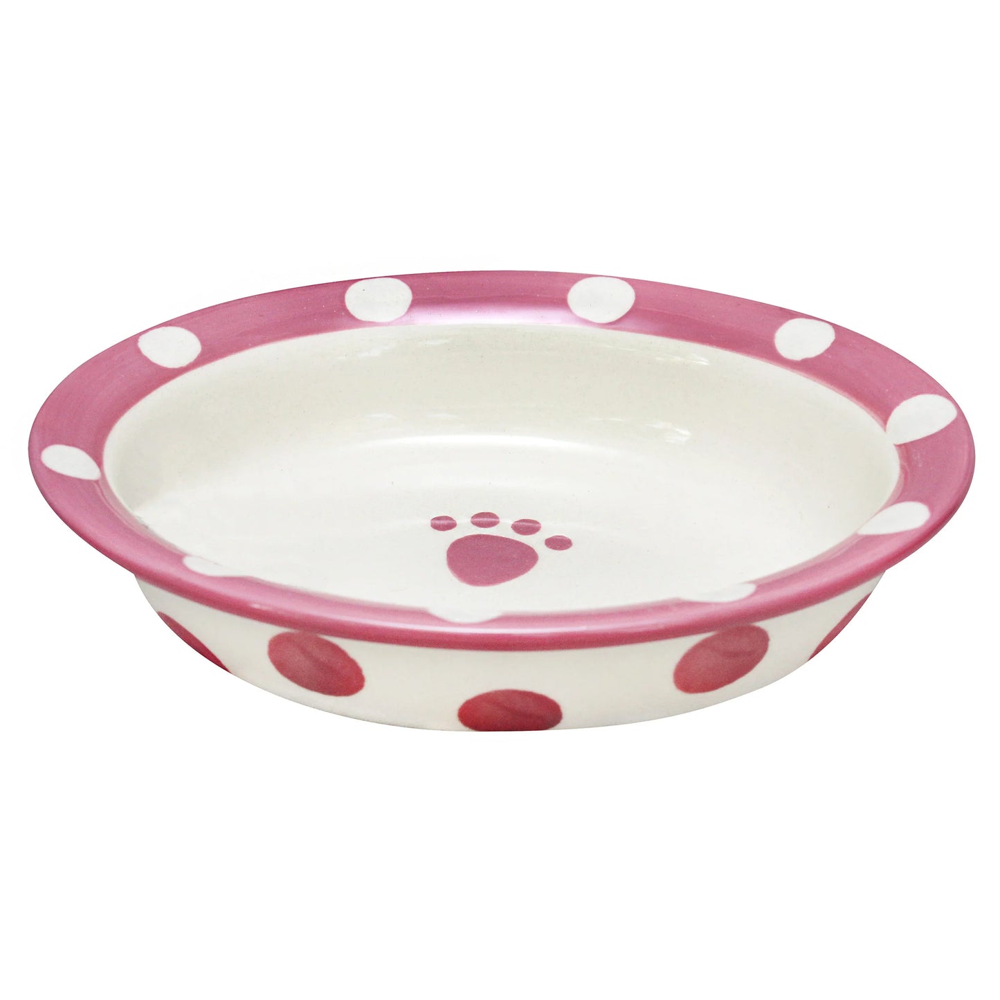 Petrageous Polka Cat Bowl Oval Pink