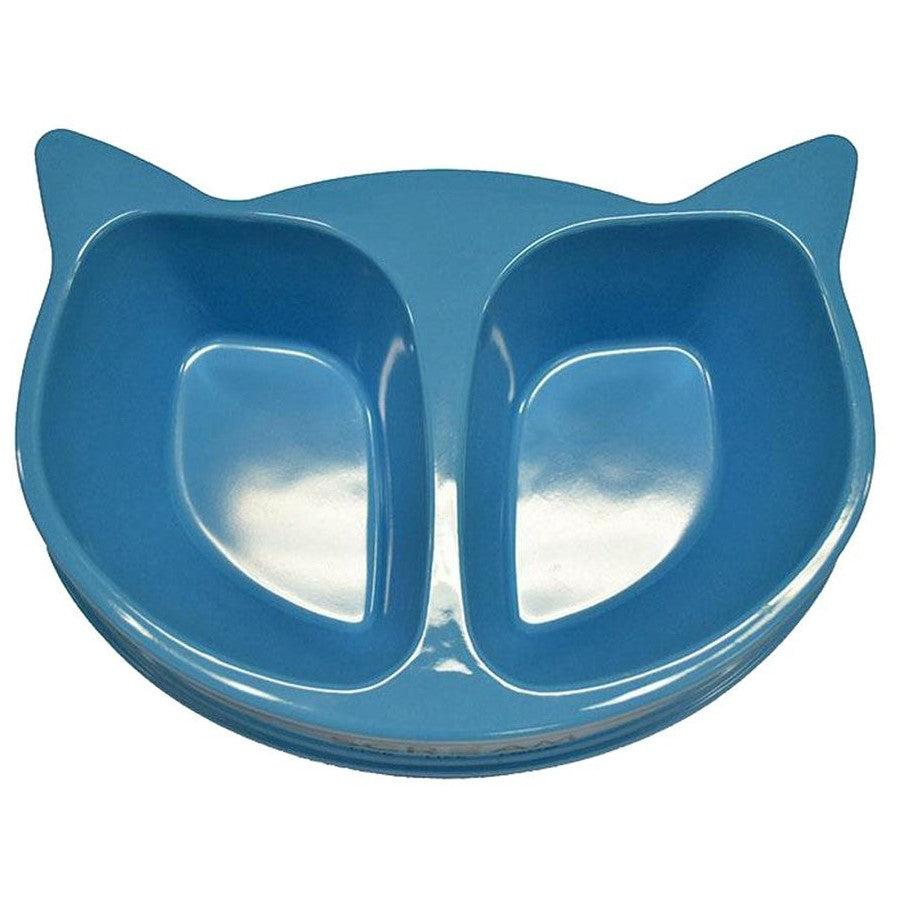 Bowl Scream Cat Face Double Bowl - Blue