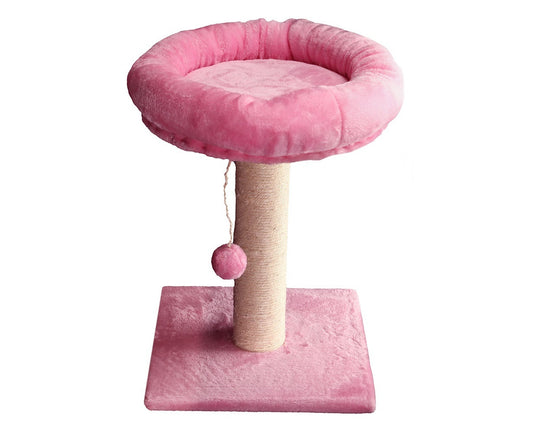 Pet One Scratching Tree Post with Bed & Ball Pink