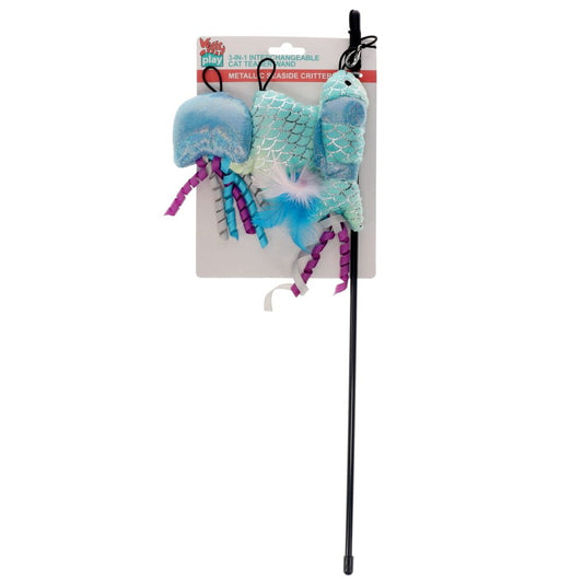 Kitty Play 3 in 1 Interchangeable Cat Teaser Metallic Sparkle Seaside Critters