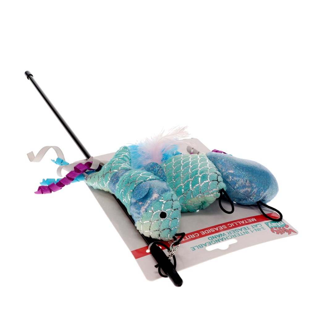 Kitty Play 3 in 1 Interchangeable Cat Teaser Metallic Sparkle Seaside Critters