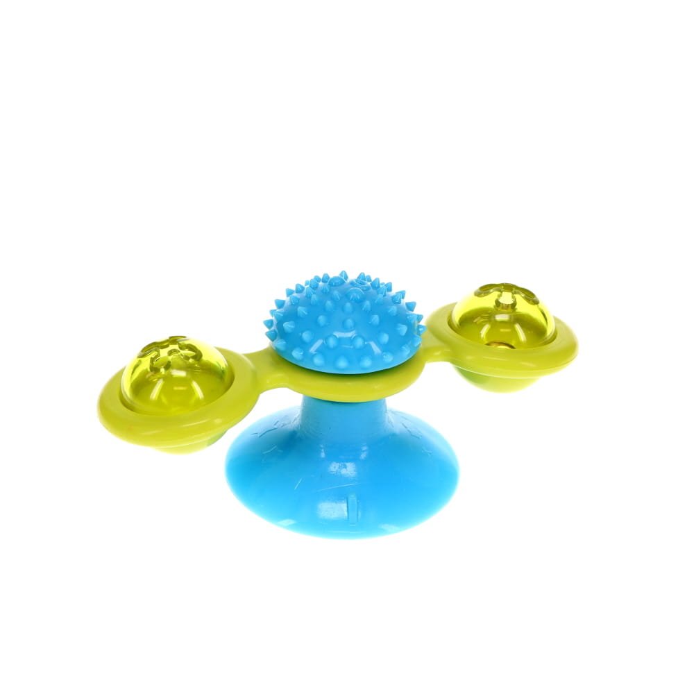 Scream Spinning Windmill Cat Toy - Loud Blue and Green