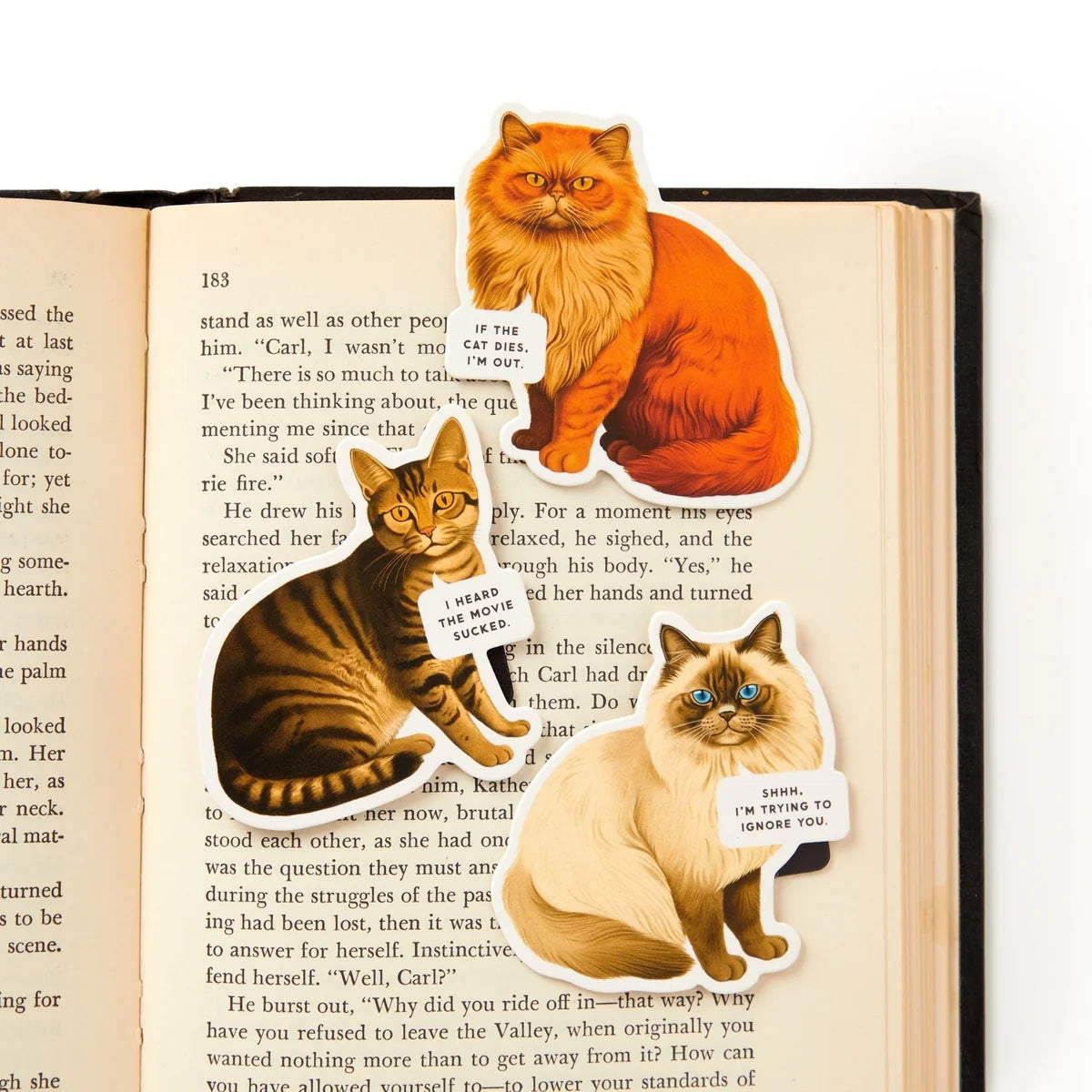 Moody Cats Magnetic Bookmarks 3pk