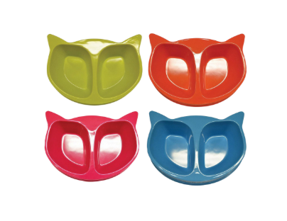 Bowl Scream Cat Face Double Bowl - Blue