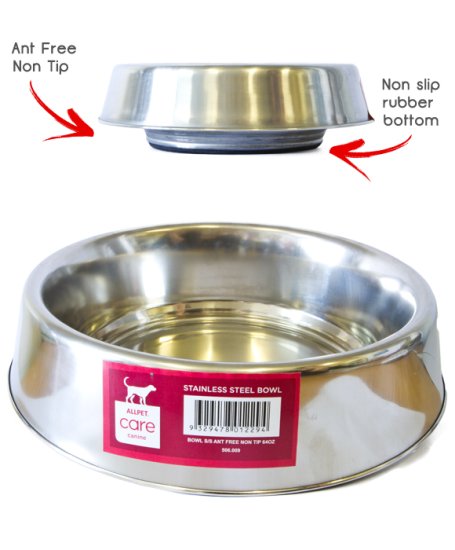 Bowl Stainless Steel Ant Free 8oz