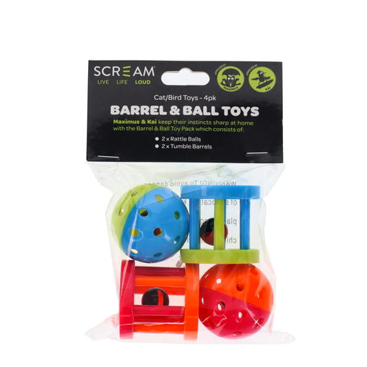 Scream Barrel and Ball Toy 4 Pack