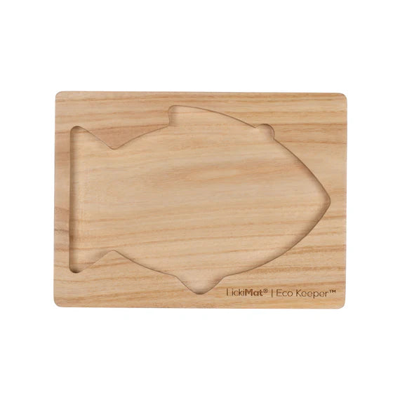 Lickimat Wooden Eco Slow Feeder Keeper - Fish Shaped