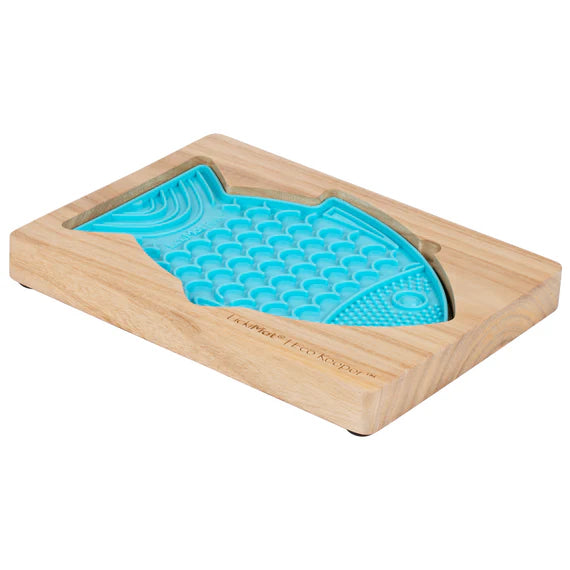 Lickimat Wooden Eco Slow Feeder Keeper - Fish Shaped