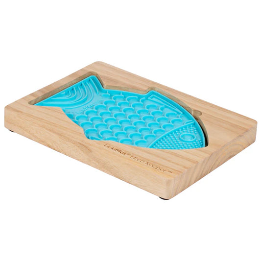 Lickimat Wooden Eco Slow Feeder Keeper - Fish Shaped