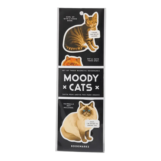 Moody Cats Magnetic Bookmarks 3pk