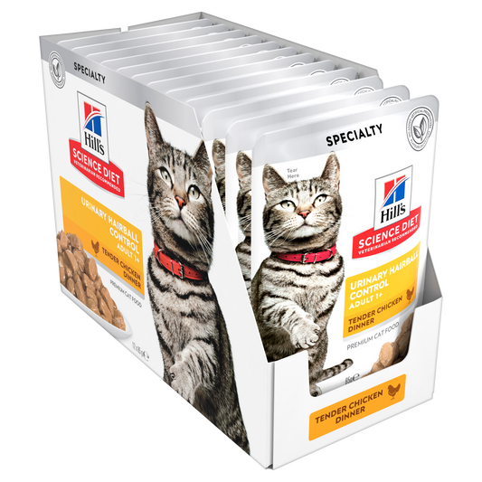 Hill's Science Diet Urinary Hairball Control Adult Pouch 12x85g  - Cat Food